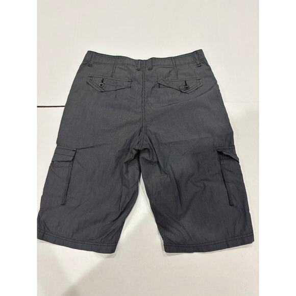 Helix Cargo Shorts Mens 32 Gray Blue Stripe Lightweight Knee Length Casual - Picture 7 of 7